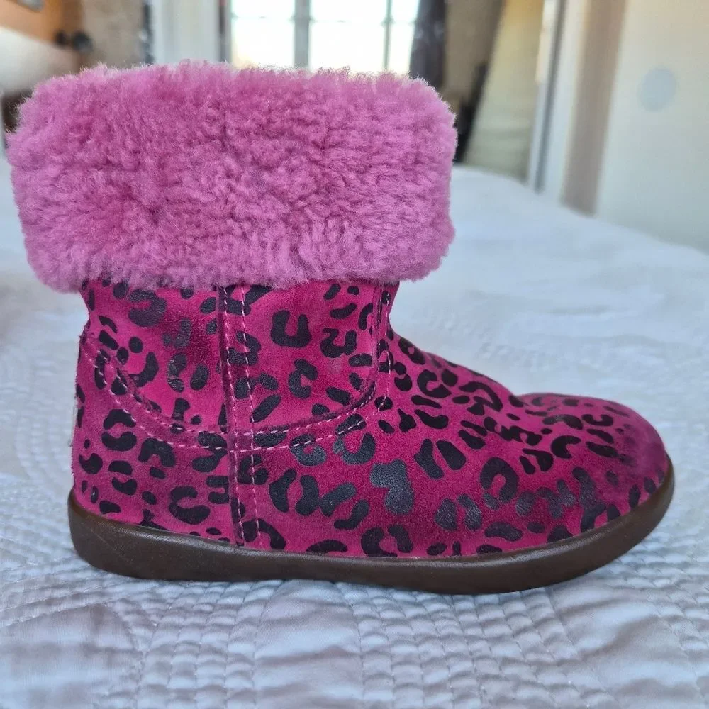 GUC Ugg Jorie Boot Cheetah Pink Metallic Lined Sherling Boot Girls 9